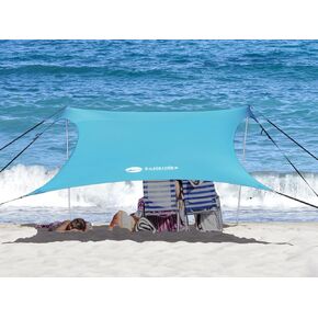 Beach Shade Windproof Design, Sun Shelter UPF50+ Portable Family Tent with 6 Sandbags Anchors 7x7 FT 2 Pole Pop Up Outdoor Shelter for Beach, Camping, Fishing, Backyard and Picnics