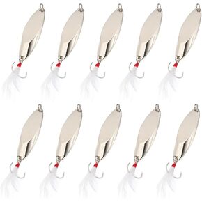 PATIKIL Fishing Spoons, Fishing Lures Casting Spoon Treble Hooks Jigs Hard Metal Spinner Baits for Freshwater Saltwater Salmon