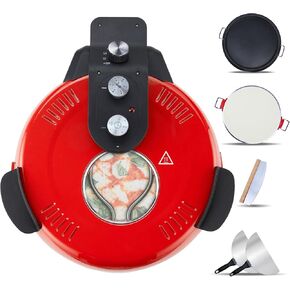 Upgraded Davivy 12" Indoor Electric Pizza Oven with Pizza Stone, 2-in-1 Portable Indoor Electric Pizza Maker Cooker Machine for Home up to 800˚F - Red