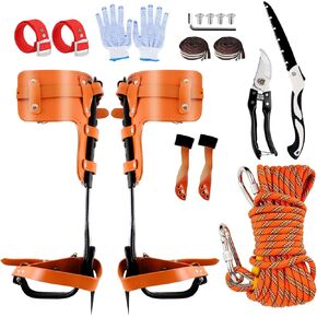Climbing Spikes Set, Tree Climbing Gear, Arborist Climbing Gear for Tree Work, Climbing Spurs Kit Adjustable Length for Jungle Survival,Fruit Picking ﻿