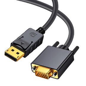 Duttek DisplayPort to VGA Cable 6FT/1.8M, Displayport to VGA Adapter Gold Plated 1080P@60Hz for Monitor, Laptop, PC, TV, Projector (Not Bidirectional)