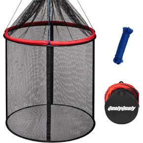 QualyQualy Floating Fish Basket 41/73 Gallons Extra Large for Live Caught, Fully Foldable Fishing Net Holder for Bait Live Well Collapsible Mesh Fishing Holder Cage