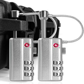UPGRADED Gun Case Lock - Adjustable Alloy Handle, TSA Approved Gun Safe Lock, High Security Cable Locks, Secure Code Packlock for Gun Cases, Firearm Cases, Toolboxes, Travel Luggage, Silver