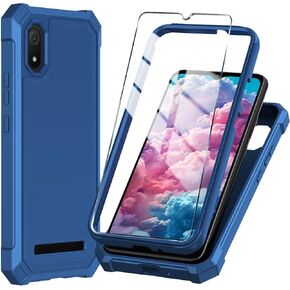 for Cloud Mobile Stratus C8 Phone Case with Tempered Glass Screen Protector,Slim Soft Silicone Full-Body Protective Cover (Cloud Mobile Stratus C8,Black)