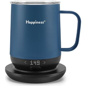 Happiness Smart Heated Coffee Mug,12oz Rechargeable Electric Self Heating Temperature Control Coffee Cup