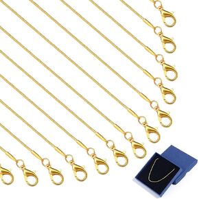 Topacket 24 Pack Necklace Chains Bulk,Gold and Silver Snake Necklace Chains for Jewelry Making 16 Inches