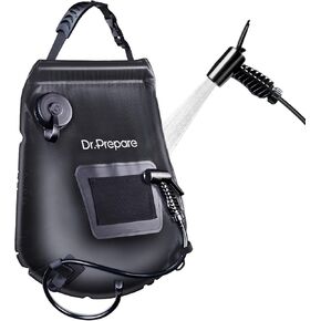 DR.PREPARE Camping Shower Bag, 15L Solar Camp Showers for Travelling Hiking Trip Beach w/On-Off Switchable Shower Head