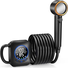 Portable Shower for Camping 8000mAh with 3X Stronger Water Flow, Portable Camping Shower with 5 Pressure Levels, 4 Spray Modes, 26oz Ultra Lightweight, IPX8 Waterproof