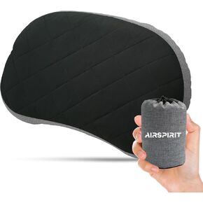 Ultralight Camping Pillow Inflatable with Removable Washable Cover, Compact Travel Pillow for Neck Support, Hiking, Backpacking, Office, Airplane, Car & Beach - Adjustable Firmness(Grey)