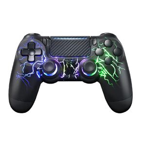 mone Wireless Controller for PS4/PS4 Pro/PS4 Slim & PC - White Lightning Pattern RGB Illumination, Hall Effect Joystick, Dual Vibration, 6 - Axis Gyro, Touch Pad - Ideal for Gaming Enthusiasts