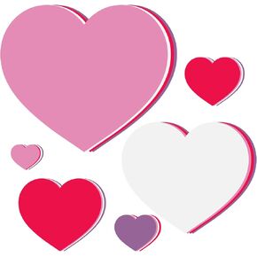 480 PCS Heart Paper Cletouts Bulk Valentine Day Classroom Decor 6 Size Size Pre Cut 2 Side Card Board for Valentines Crafts Bulletin Decors (Closts Rainbow)