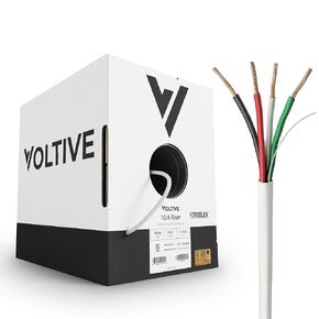 Voltive 16/4 Speaker Wire - 16 AWG/Gauge 4 Conductor - UL Listed Riser Rated (CL2R/CL3R/CMR) - Oxygen-Free Copper (OFC) - 500 Foot Bulk Cable Pull Box - White