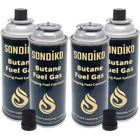 Sondiko Butane Gas, Premium Pure Refined Butane Gas, Butane Fuel Canister for Portable Camping Stove, Explosion Proof - RVR System
