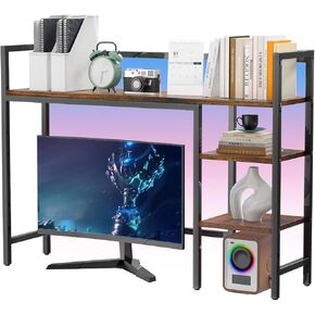 Desktop Shelf, 4 Tier Wood Desk Hutch for Computer Monitor up to 28'' Multipurpose Countertop Desk Organizer Shelf, 38.6''Desktop Bookshelf Storage Rack for Home Office Dorm, White
