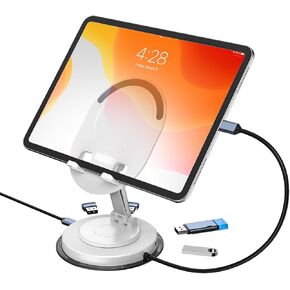 Universal Docking Station for Tablet Smart Phone 4-11 inch with USB C Port 360°Swivel Tablet Stand with Built-in USB Hub 5-in-1, Portable Tablet Holder with USB C Dock USB 3.0 PD 100W Fast Charging