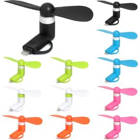 Mini Cell Phone Fan 12 Pack, 2-in-1 Fan Compatible for iPhone, iPad, Android Smartphone,Tablet Fit for Type C/Lightning Port Colorful and Powerful Cell Phone Summer Accessories