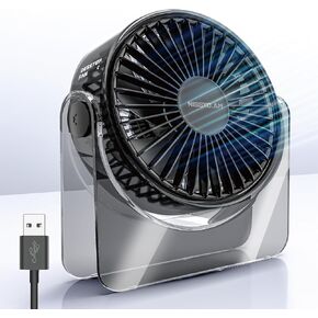 USB Desk Fan,6Inch Portable Table Fan,3 Speeds Quiet Powerful Cooling,Personal Mini Small Fan for Desk Bedroom Office Table Travel,Gifts for Women Men,Black,Adjustable Tilt