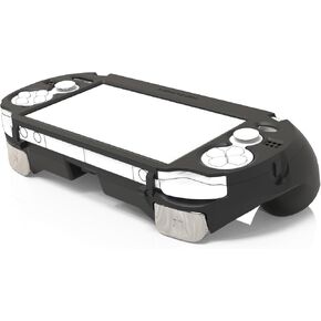 Hand Grip Handle for psv1000 ps vita,L2r2 is Used to Click on The Back of The PSV.Gift of Raised Button Stickers, Tempered Film, Joystick Cap, and Cross Key Enhanced Cap (Skin Like Coating Black)