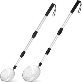 2 Pcs Beach Scoop Shovel Adjustable from 35 to 64 Inches Sand Sifter for The Beach Sand Shovel Include 4.5 and 6.1 Inches Basket Reliable Sifter Tool for Beachcombing Walking Hiking