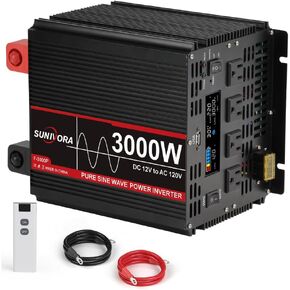 5000 Watt Pure Sine Wave Power Inverter with LCD 12V DC to 110V/120V AC Inverter Car Power Inverter with 4 AC Outlets & 1 USB Port for Vehicle RV Truck Camping