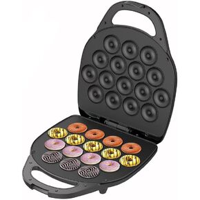 Mini Donut Maker ، 1400W Donut Maker ، يمكن أن يصنع 16 دونات ، وتدفئة على الوجهين ، وعموم غير لاصقة ، ومناسبة للتجمعات العائلية ، وصنع الحلوى للأزواج ، ومتجر الحلوى الأسود
