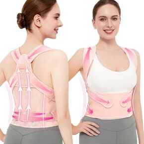 Posture Corrector for Back Brace Support: Adjustable Shoulder Straightener for Men and Women (Black, Large)