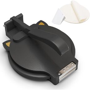 Bamboo Tortilla Press 10 inch Quesadilla Maker Wooden Corn Tortilla Maker Rotatable Roti Maker with 50Pcs Parchment Paper & Dough Cutter for Flour Mexican Taco Pataconera Dough Press (4.5"-10")
