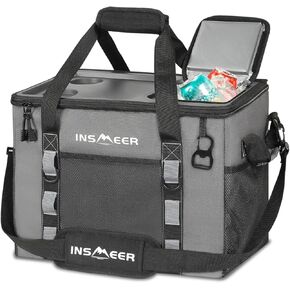 INSMEER Soft Cooler Bag with Hard Shell & 2 Cup Holders, Portable 40L/70 Cans Collapsible Cooler Bags Insulated with Leakproof for Travel, ice chests and Cooler Lunch Box for Beach Camping Picnic