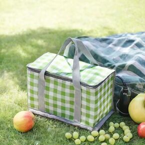 Insulated Picnic Bag Cooler Reusable, Beach Bag Cooler Bags with Zippered Top - Insulated Bag for Hot or Cold,Picnic Basket Collapsible, Picnic,Beach, Outdoor (13.8x7.9x7.9 in)