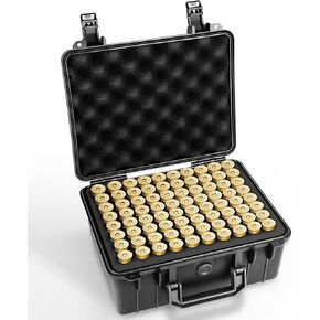 FUNANASUN 80 Rounds Shotgun Shell Case Perfect Gift/Waterproof/Portable/Travel Safe/Long Term Storage Ammo Storage Box - for 12GA 20GA 16GA