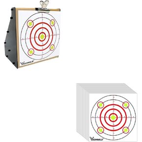 Highwild Bullet Trap Box Rated for .22/.17 Caliber (Rimfire Only) with 50 Pack 11"x 11" Bullseye Shooting Paper Targets