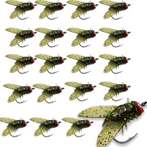 20Pcs Fly Fishing Lures, Boxed Fly Fishing Flies Kit Realistic Dry Bait Portable Bionic Fly Fishing Bait Fishing Hook Spinner Swim Baits for Sea Lake Stream Fishing