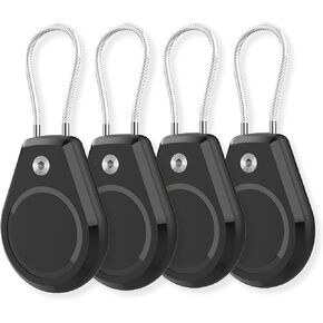 Waterproof Air tag Lock Case - 4 Pack Key Chain Holder with Wire Cable Compatible with AirTags, Ultra Durable Anti-Lost Protective Case with Keyring for Keys, Luggage, Backpack (Black & Blue)