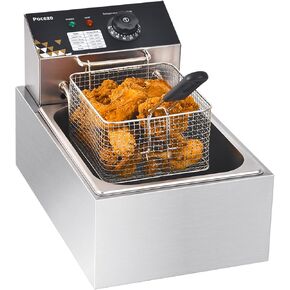 Electric Deep Fryer 22.6L/24QT Stainless Steel Large Capacity Commercial Fryer with Basket, 3400W 110V Countertop Deep Fryer for Home Kitchen and Restaurant Use withTemperature Control