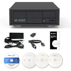 16X Blu-ray BDXL DVD CD External Burner Drive with USB 3.2 Gen 1, Free Burning Software, Sample Discs, and Archival M-Disc Support