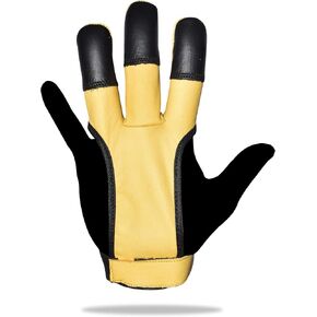 Leather Archery Glove | Handmade Shooting Hunting Three Finger Gloves | Recurve Bow Archery Cow Hide Leather Gloves | Excellent Fitting
