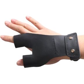Huntingdoor Archery Hand Guard Shooting Glove Hand Protector Traditional Longbow Protective Gear Cow Leather for Right Hand Shooters