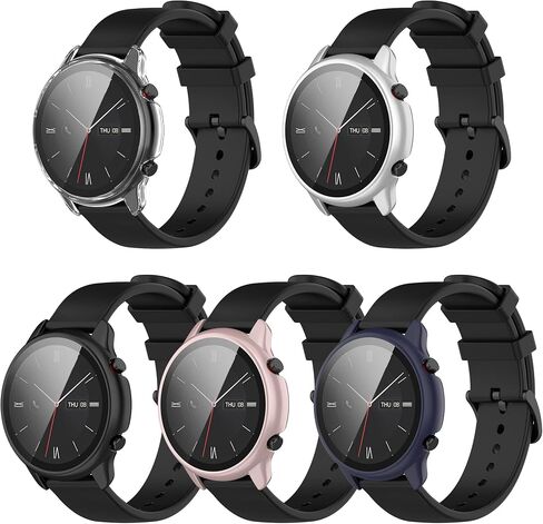 Compatible with Amazfit GTR 2 eSIM Case,FitTurn Replacement All- Around Metal Color TPU Bumper Cover Screen Protector Case Cover for GTR 2,GTR 2 E, GTR 2 eSIM Smartwatch Accessories (Black) in Saudi Arabia