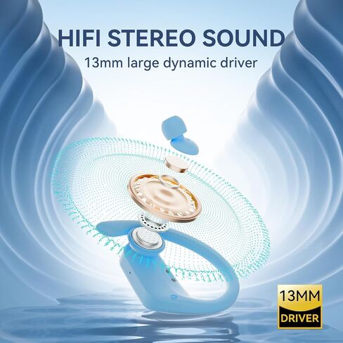 Wireless Earbuds Bluetooth Headphones, Stereo Over Ear Buds with Earhook, Wireless Sport Earphones with Charging Case,96H Long Battery Life Sweatproof Headset for Workout Running,Black in Saudi Arabia