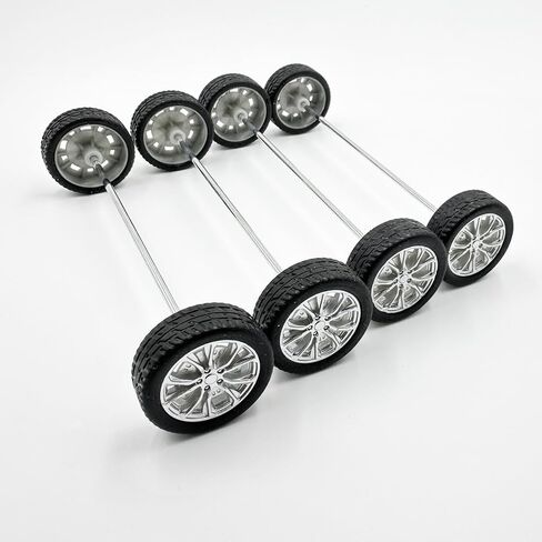 10pcs عجلات سيارة صغيرة عجلات طرازات سيارة مطاطية إطارات مع محاور مستديرة من عمود 5pcs لـ DIY Toy RC Car Truck Robot Absosities (2x20mm) in Saudi Arabia