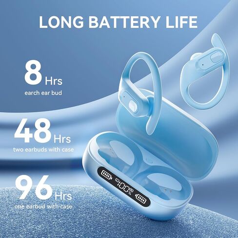 Wireless Earbuds Bluetooth Headphones, Stereo Over Ear Buds with Earhook, Wireless Sport Earphones with Charging Case,96H Long Battery Life Sweatproof Headset for Workout Running,Black in Saudi Arabia