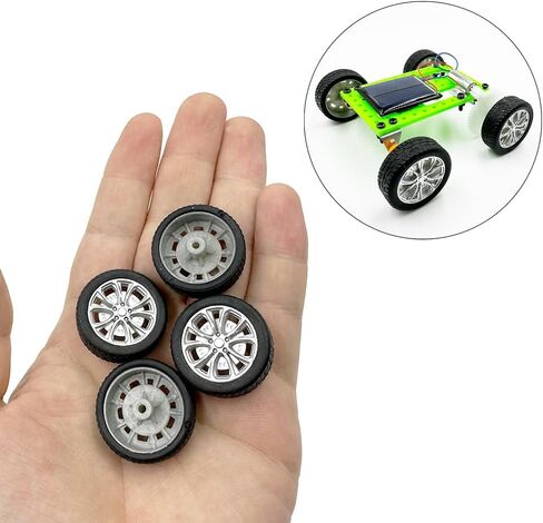 10pcs عجلات سيارة صغيرة عجلات طرازات سيارة مطاطية إطارات مع محاور مستديرة من عمود 5pcs لـ DIY Toy RC Car Truck Robot Absosities (2x20mm) in Saudi Arabia