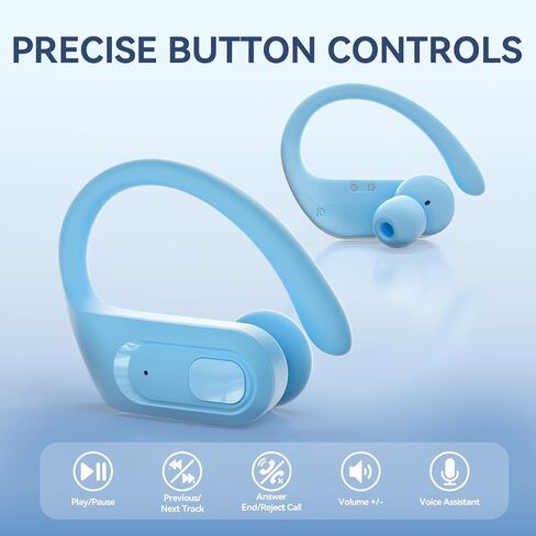 Wireless Earbuds Bluetooth Headphones, Stereo Over Ear Buds with Earhook, Wireless Sport Earphones with Charging Case,96H Long Battery Life Sweatproof Headset for Workout Running,Black in Saudi Arabia