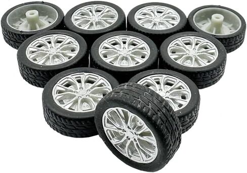 10pcs عجلات سيارة صغيرة عجلات طرازات سيارة مطاطية إطارات مع محاور مستديرة من عمود 5pcs لـ DIY Toy RC Car Truck Robot Absosities (2x20mm) in Saudi Arabia