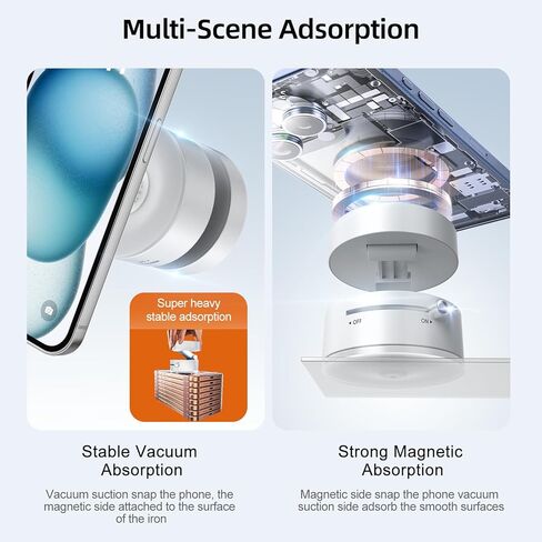 Vacuum Suction Magnetic Phone Holder, Adjustable Vacuum Magnetic Car Phone Holder Foldable Vacuum Magnetic Cell Phone Holder Stand Suction Phone mount for iPhone 16/15/14/13/12/Gym/Shower/Car/Mirror in Saudi Arabia