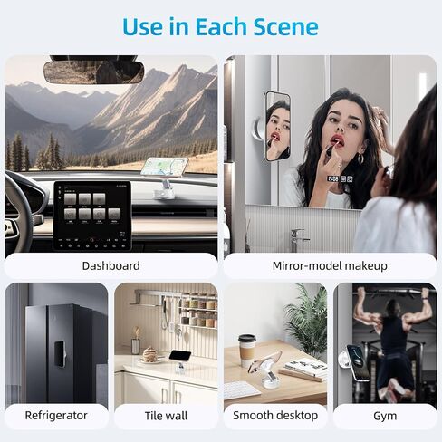 Vacuum Suction Magnetic Phone Holder, Adjustable Vacuum Magnetic Car Phone Holder Foldable Vacuum Magnetic Cell Phone Holder Stand Suction Phone mount for iPhone 16/15/14/13/12/Gym/Shower/Car/Mirror in Saudi Arabia