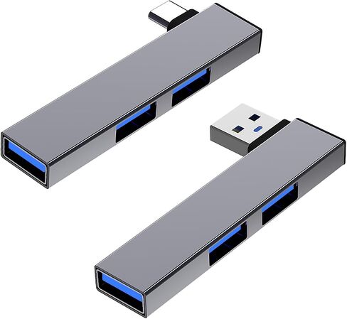 USB Hub, 3-Port USB Hub with USB 2.0 Port and USB 3.0 Port, USB Splitter, USB Extender for Laptop, PC,Flash Drive, HDD, Console, Printer, Camera,Keyborad, Mouse, Small USB Hub with Metal case (Silver) in Saudi Arabia