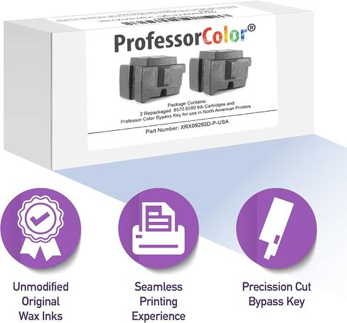 Professor Color ColorQube 8570 or ColorQube 8580 Ink Replaces 108R00930 (4 Repackaged Black OEM Inks), Bundle Includes Bypass Key for use in North American Printers - 8,800 Pages in Saudi Arabia