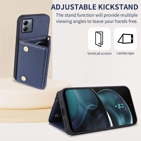 Phone Case for Motorola Moto G14 Wallet Cover with Crossbody Shoulder Strap and Leather Credit Card Holder Flip Purse Pocket Slim Stand Cell Accessories MotoG14 G 14 Girls Women Men Black in Saudi Arabia