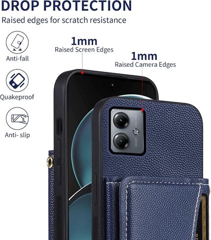 Phone Case for Motorola Moto G14 Wallet Cover with Crossbody Shoulder Strap and Leather Credit Card Holder Flip Purse Pocket Slim Stand Cell Accessories MotoG14 G 14 Girls Women Men Black in Saudi Arabia